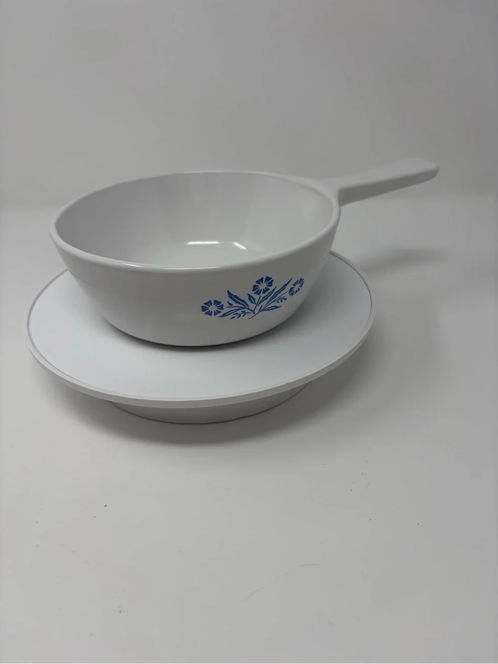 Vintage Corning Ware White with Blue Cornflowers 6”